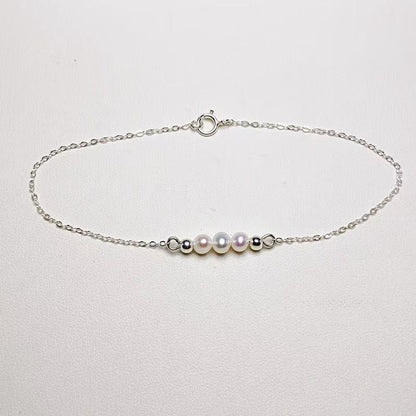 4mm Round Pearl Bracelet - Available in Gold and White