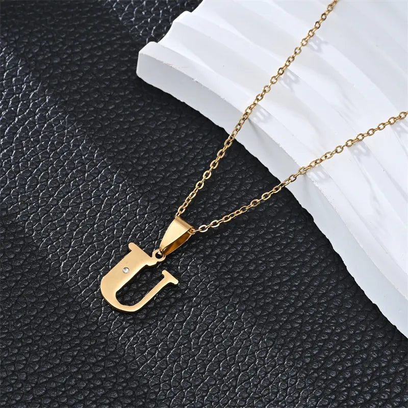 Gold 26 Letters Simple Pendant Necklace – Available in Different Letters