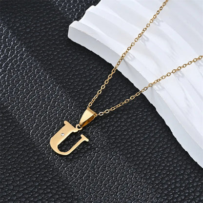 Gold 26 Letters Simple Pendant Necklace – Available in Different Letters